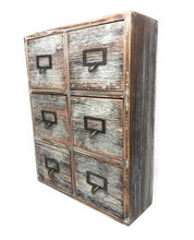 Load image into Gallery viewer, Top farmhouse decor desk organizer storage cabinet bathroom home shelves kitchen living room bedroom furniture apothecary drawers rustic wood distressed finish