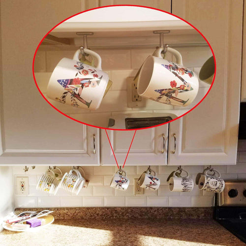 Heavy duty yyst mug cup holder cabinet hanging organizer rack no mugs