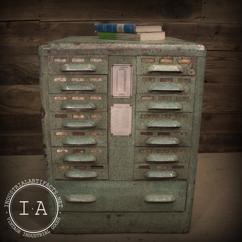 Vintage Industrial Art Deco Steel Parts Cabinet Organizer End Table Night Stand