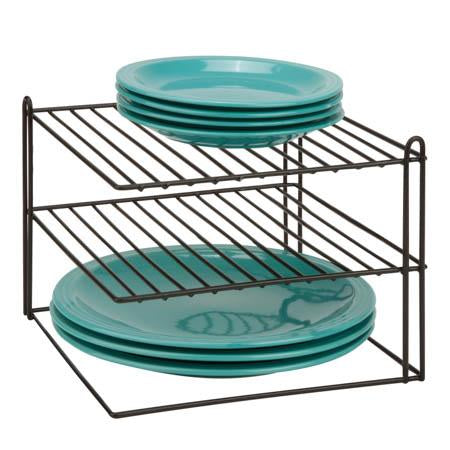 Corner Shelf Plate Rack, BLK