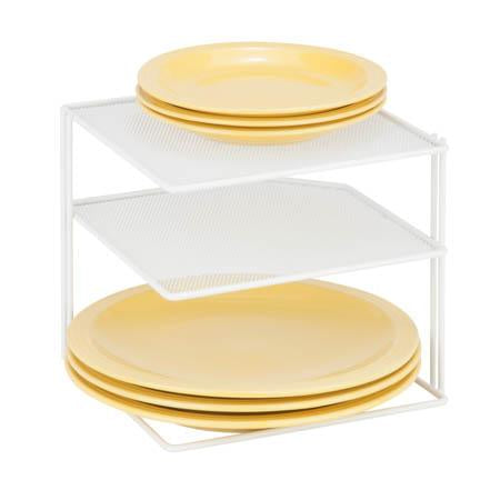 Mesh Corner Shelf Rack Cabinet Organizer, White