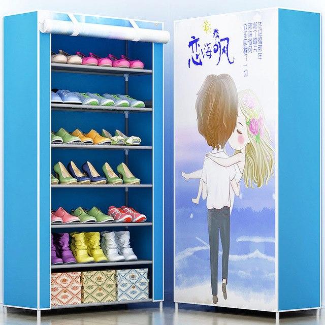 3D painting 8-layer 7-grid Shoe rack  Non-woven fabrics large shoe cabinet organizer removable shoe storage for home furniture